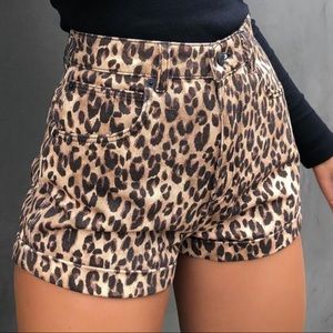 Cheetah Denim Shorts